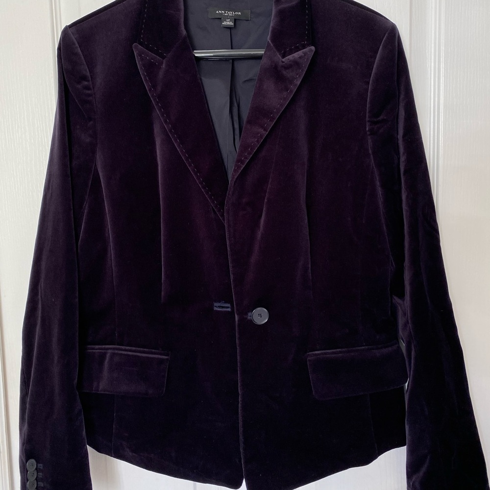 Ladies Anne Taylor Velvet Jacket- Deep Purple, 12